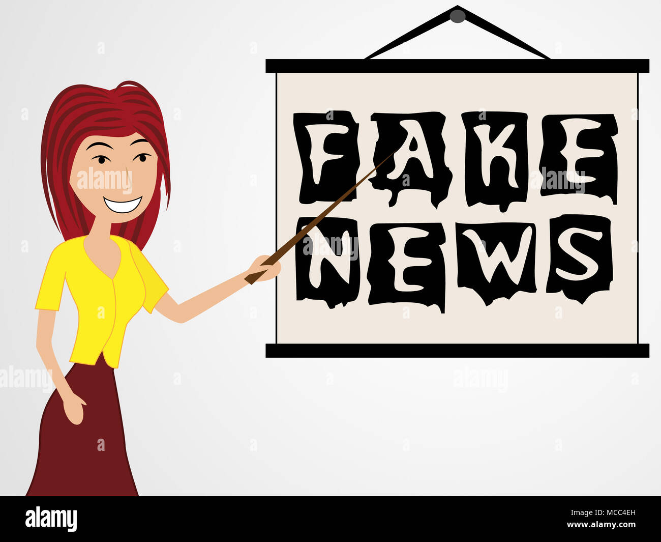 Fake News Message de caractère Femme 3d illustration Banque D'Images