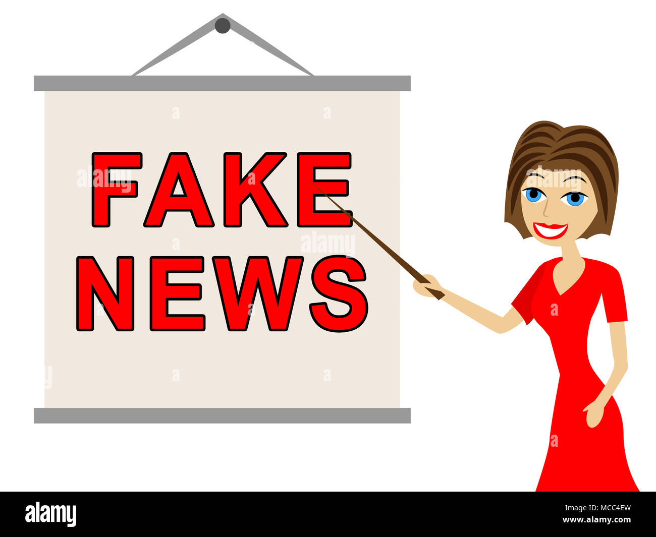 Fake News Message d'une femme Personnage 3d illustration Banque D'Images