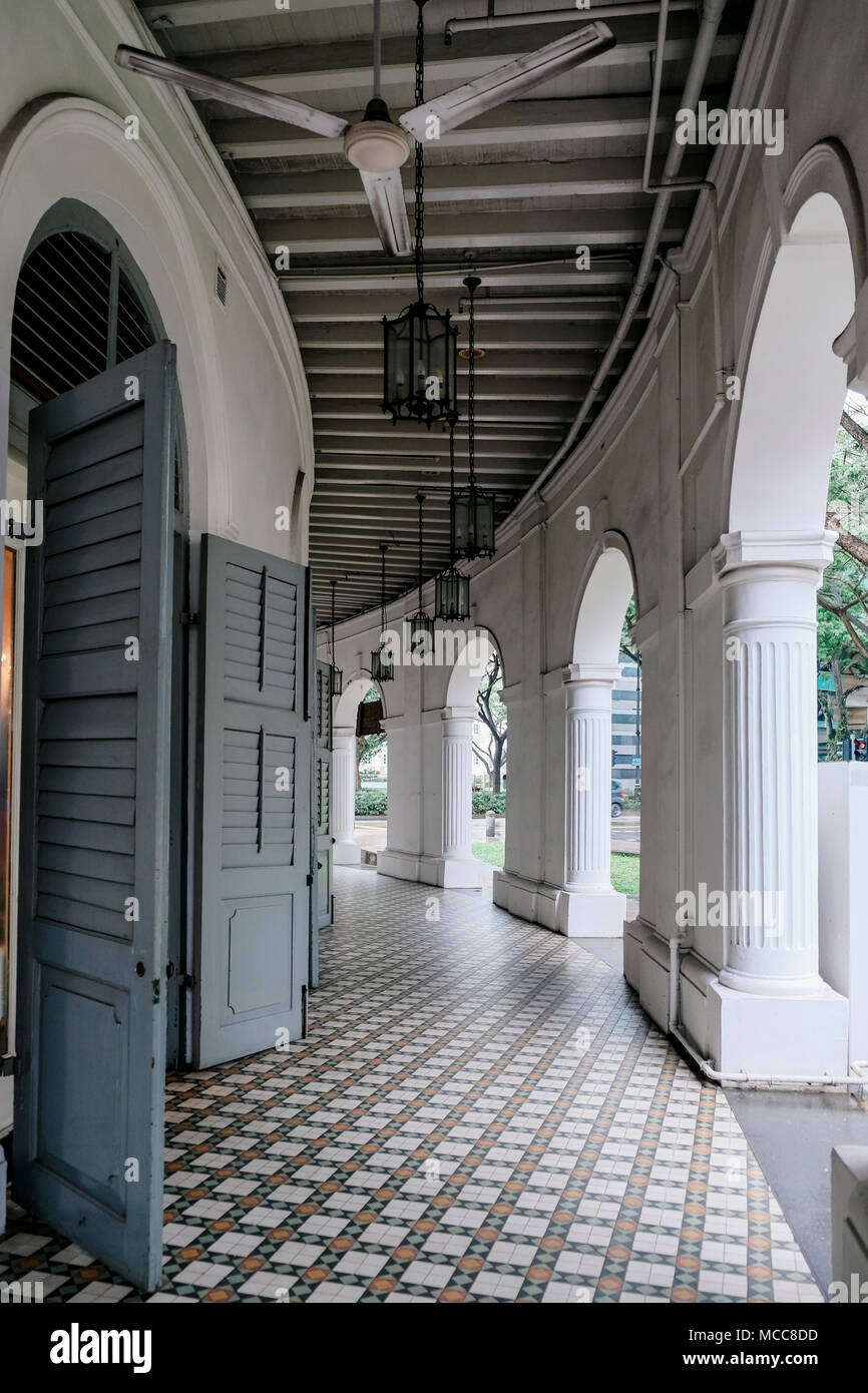 Portique d'extérieur du Musée d'art de Singapour, Singapour Banque D'Images