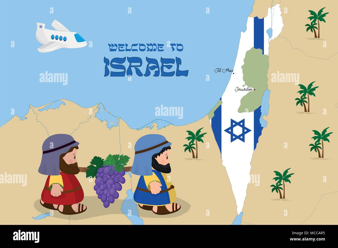 La carte d'Israël avec deux espions Illustration de Vecteur
