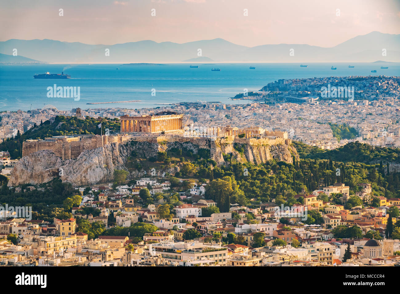 Vue aérienne sur Athènes, Grèce Banque D'Images