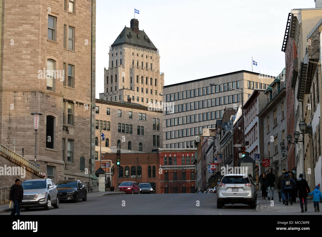 Côte d'Abraham dans le Vieux-Québec, un site du patrimoine mondial de l'UNESCO. Banque D'Images