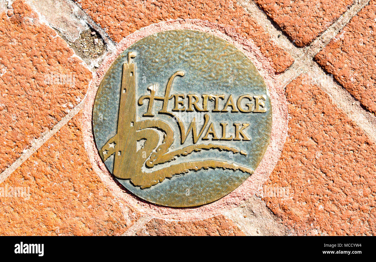 Trottoir décorative en métal le long du disque Baltimore's Heritage à pied un sentier de randonnée historique Banque D'Images