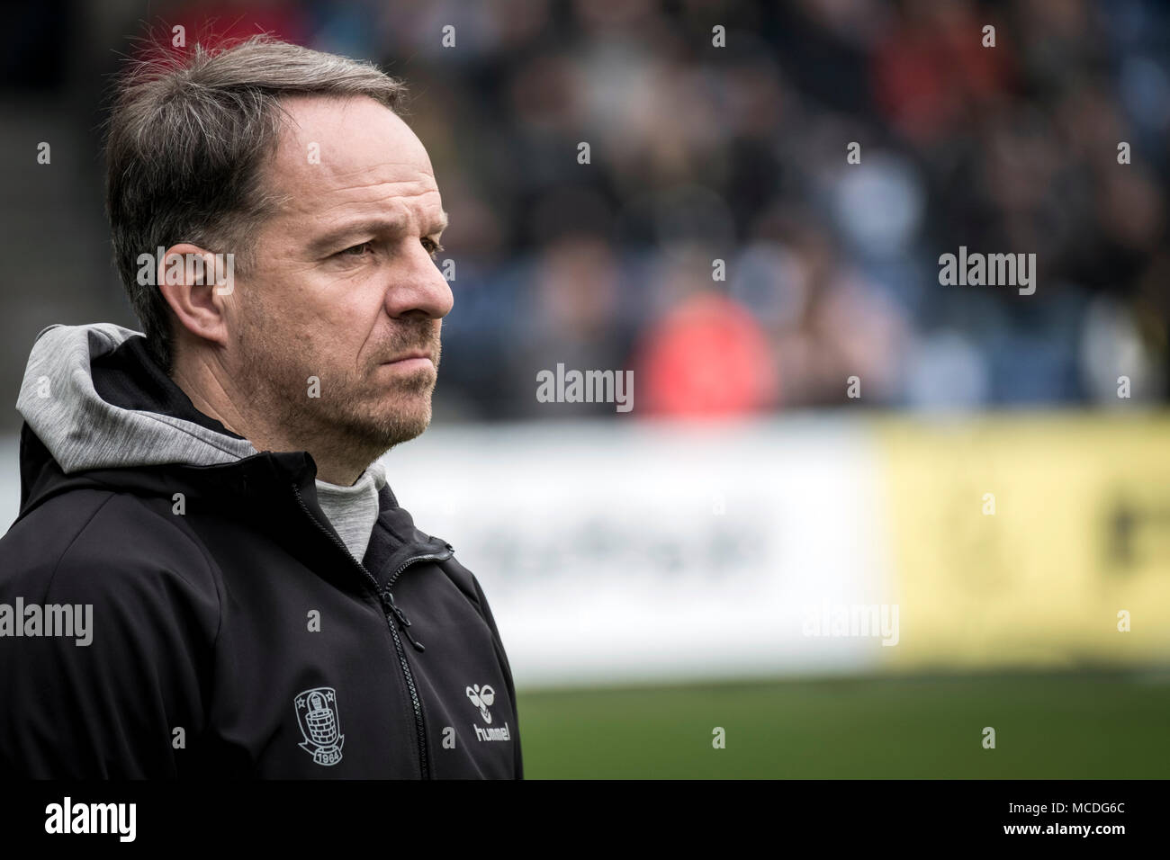 Le Danemark, Brøndby - 15 avril, 2018. Zorniger Alexander Gestionnaire de Brøndby IF vu au cours de l'alka Superliga match contre le FC Copenhague à Brøndby Stadion. (Photo crédit : Gonzales Photo - Kim M. Leland). Banque D'Images