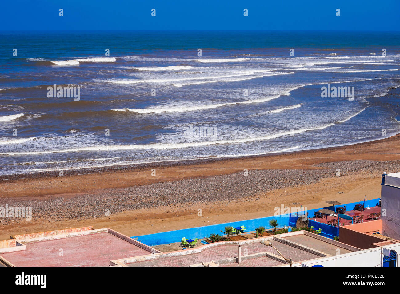 La ville de Sidi Ifni, la rive de l'océan Atlantique, Sidi Ifni, au sud-ouest du Maroc Banque D'Images