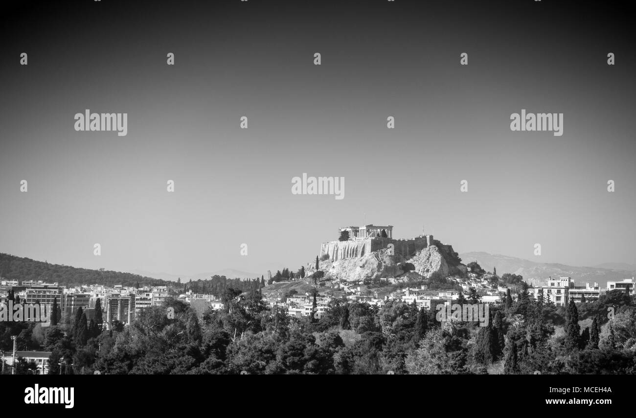 Vue sur le Parthénon - Athènes à partir de la ville, la Grèce, l'Europe Banque D'Images