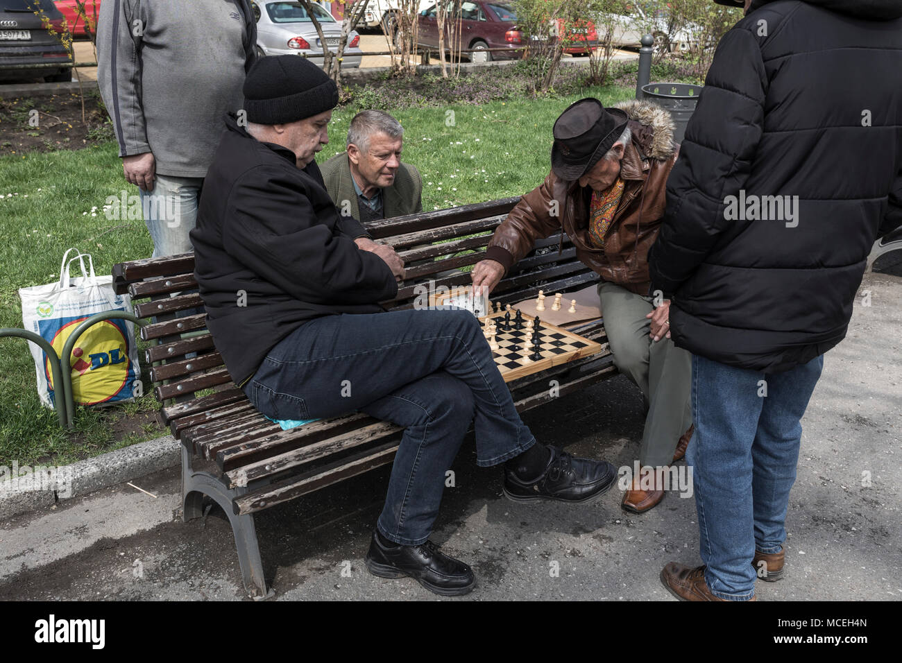 Joueurs d'échecs, Sofia, Bulgarie le 7 avril 2018. Banque D'Images