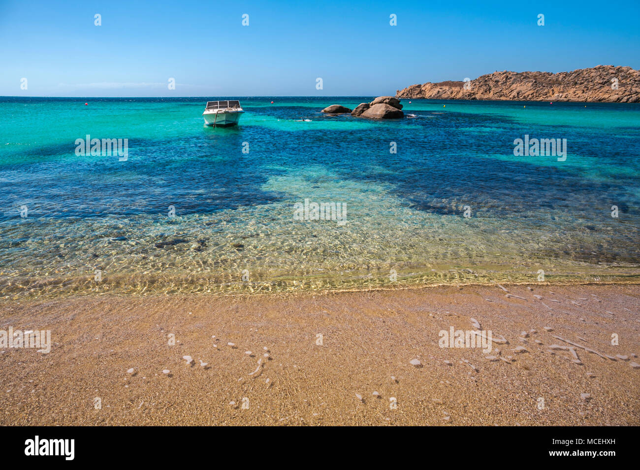 Paraga Beach. L'île de Mykonos. Ciclades Îles. Grèce Banque D'Images