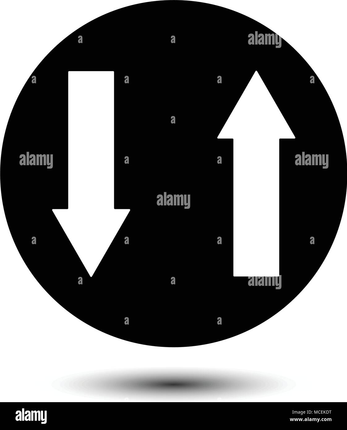 Flèches haut et bas. vecteur icône pictogramme solide isolé sur blanc. Symbole d'échange Illustration de Vecteur