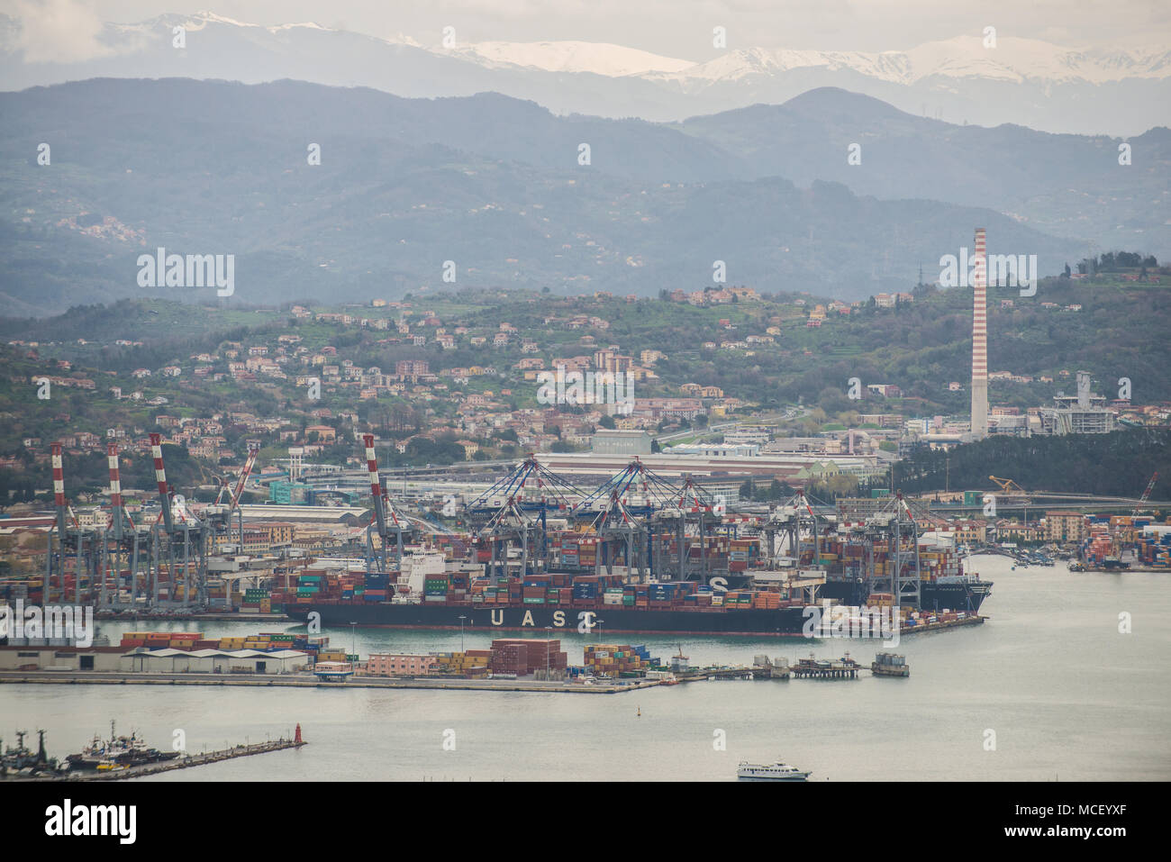 Vue sur le port, La Spezia, Italie Banque D'Images