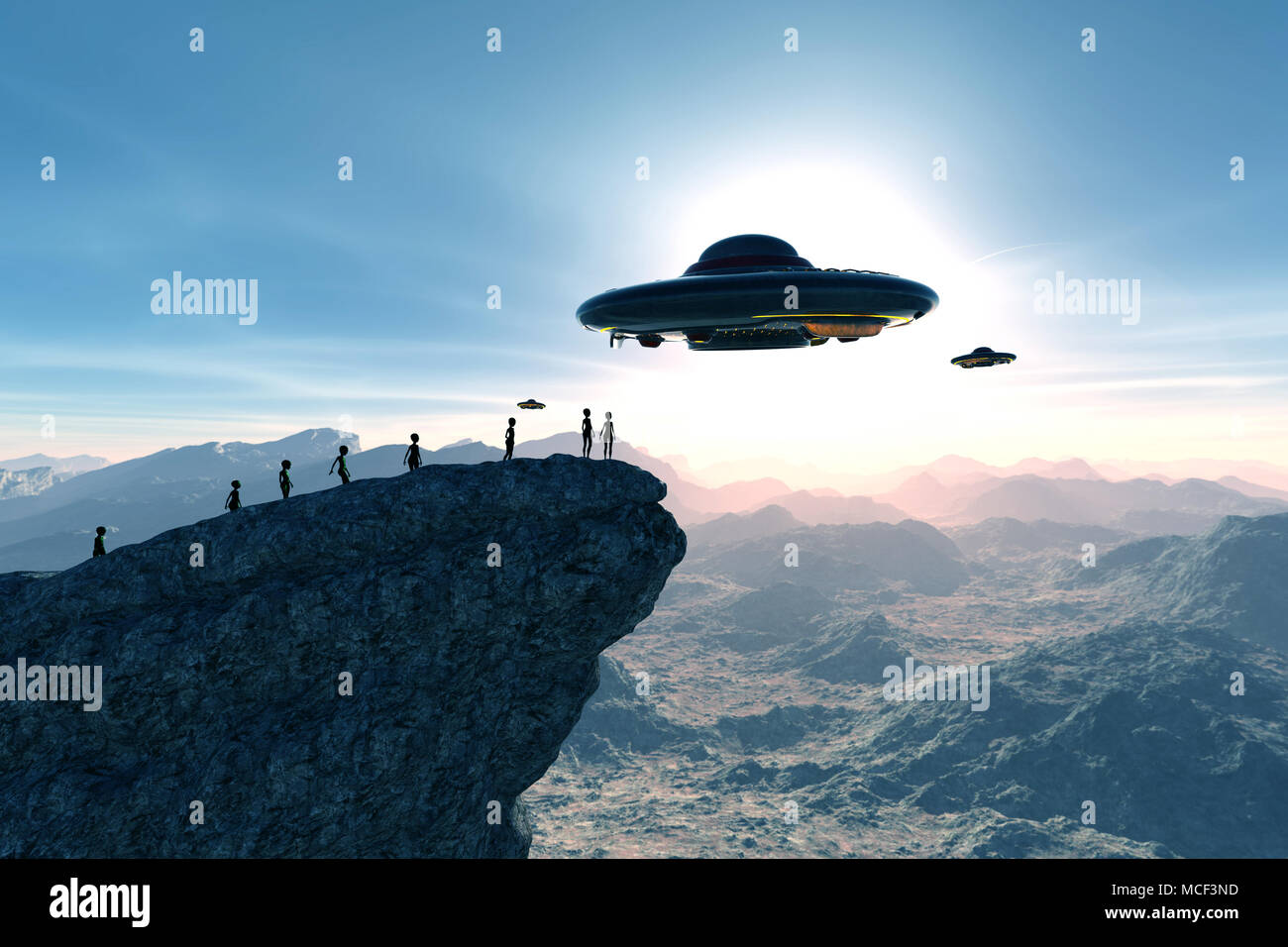 Une planète inconnue,3d illustration Science fiction concept background Banque D'Images