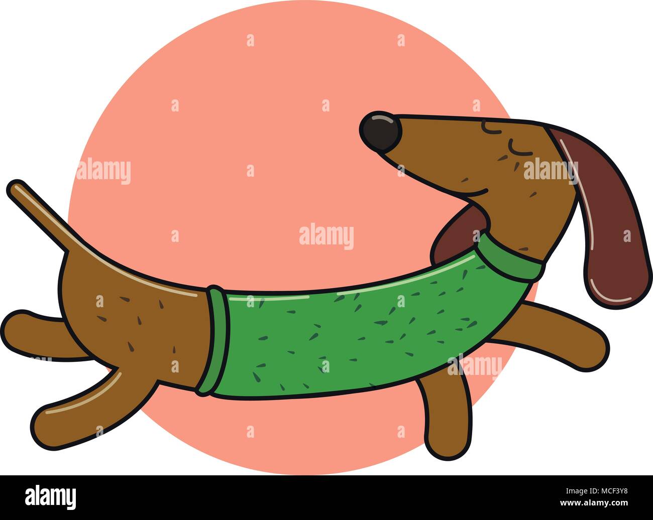 Teckel longue caractère. Un chien isolé de votre conception signe vecteur ou une bannière Illustration de Vecteur