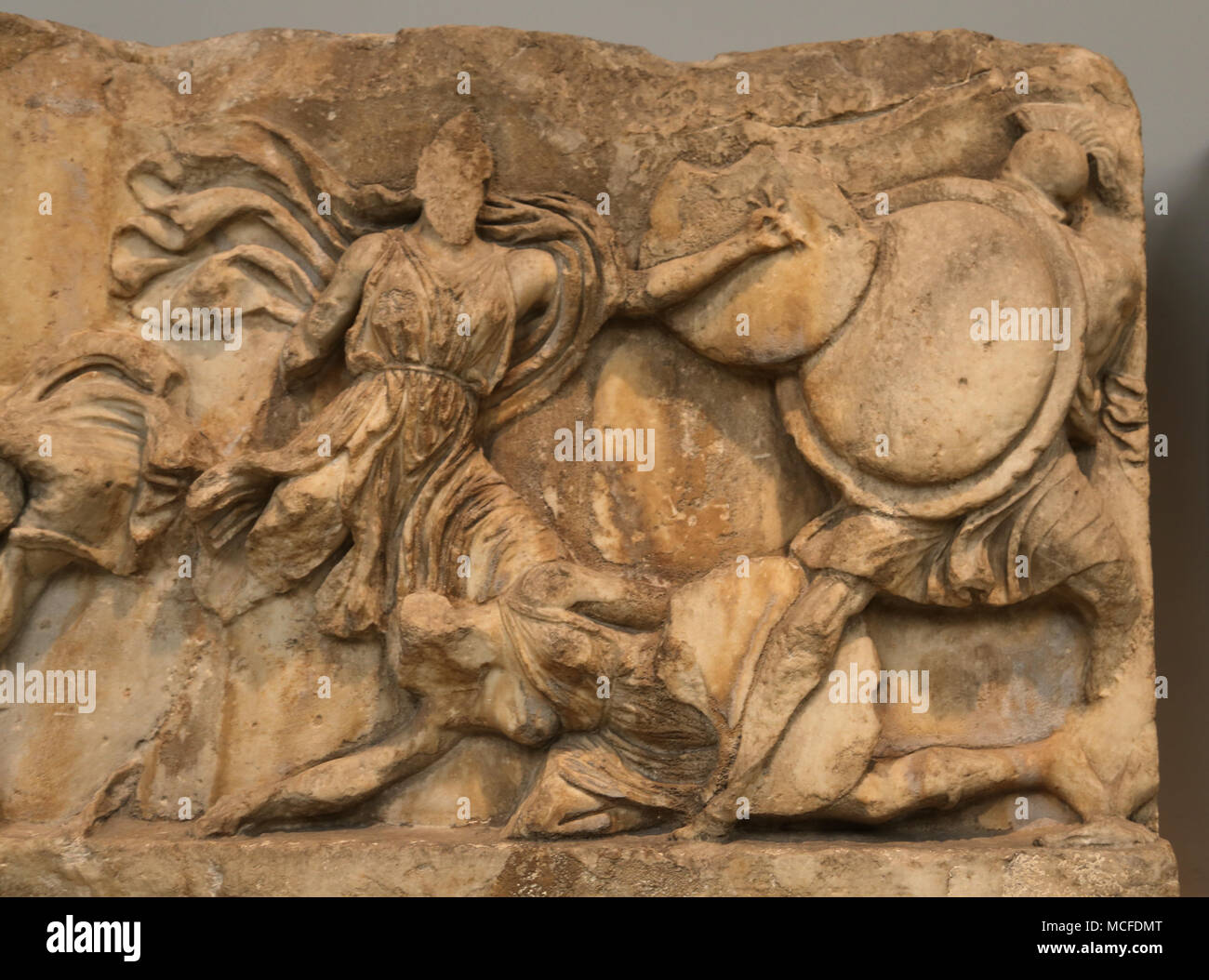 Mausolée d'Halicarnasse. Tombeau de Mausole. La Turquie. Amazonomachy frise. 350 BC. British Museum. Londres. Banque D'Images