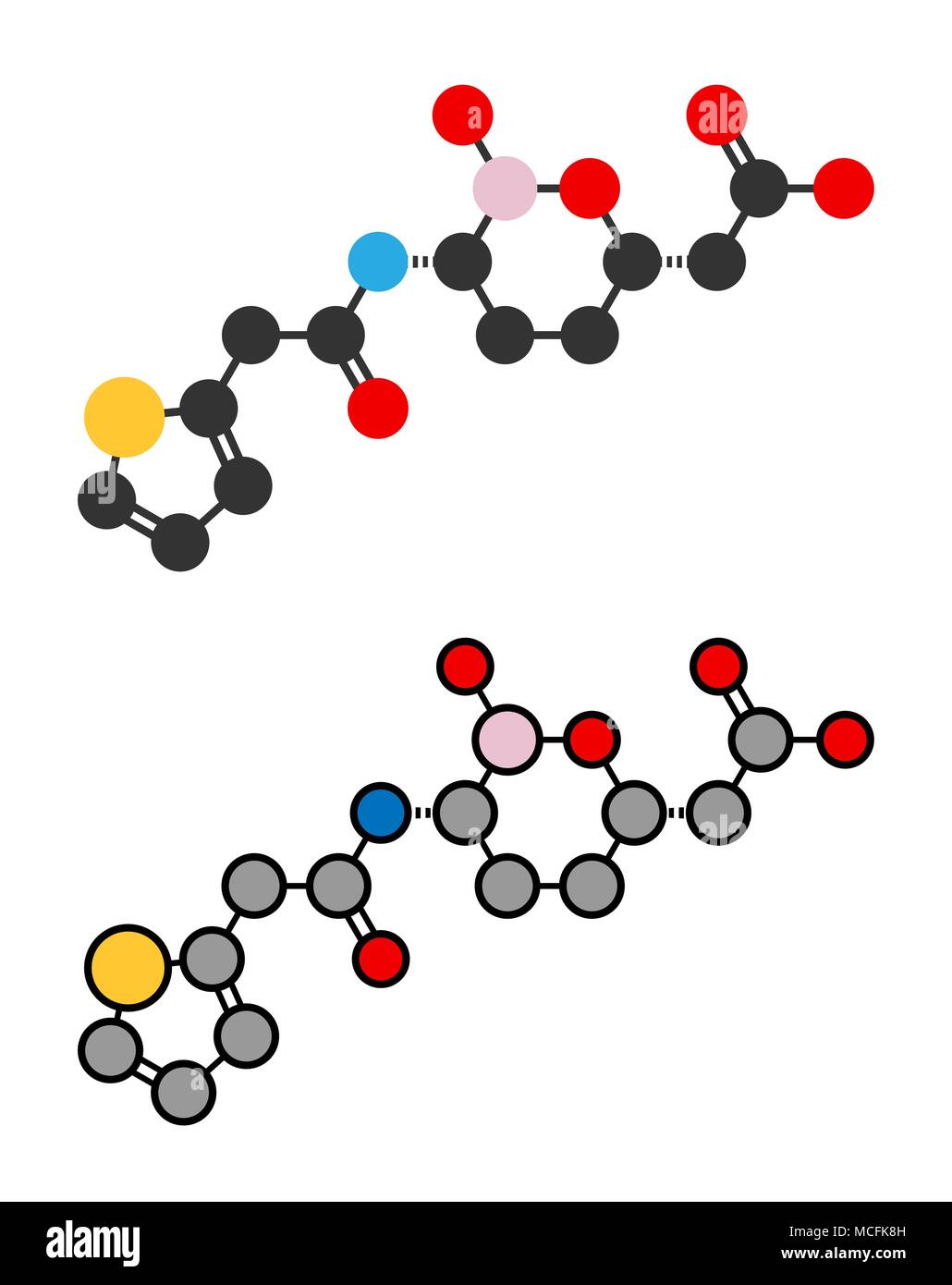 Vaborbactam molécule pharmaceutique. Les bêta-lactamases co-administré avec le méropenem pour bloquer la dégradation de ce dernier par carbapenemase enzymes. Styliz Illustration de Vecteur