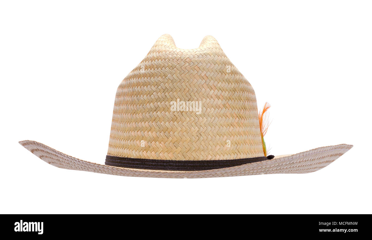 Cowboy Hat tissé Vue avant Découper sur blanc. Banque D'Images
