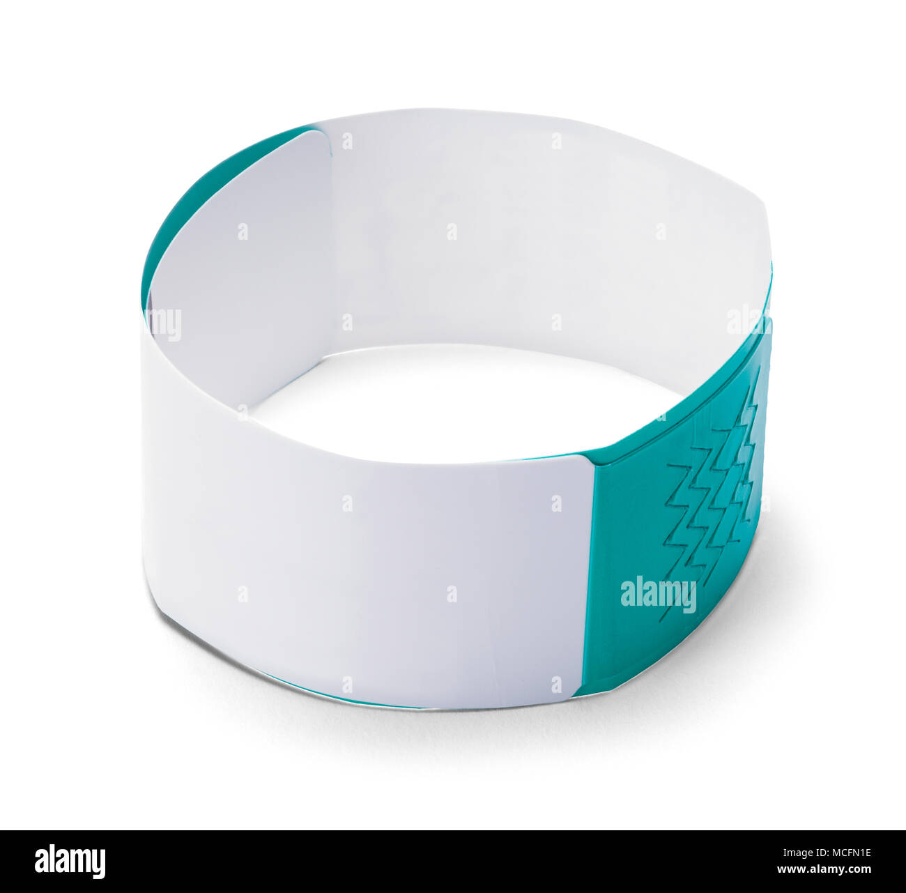 Wirstband Hôpital blanc isolé sur fond blanc. Banque D'Images