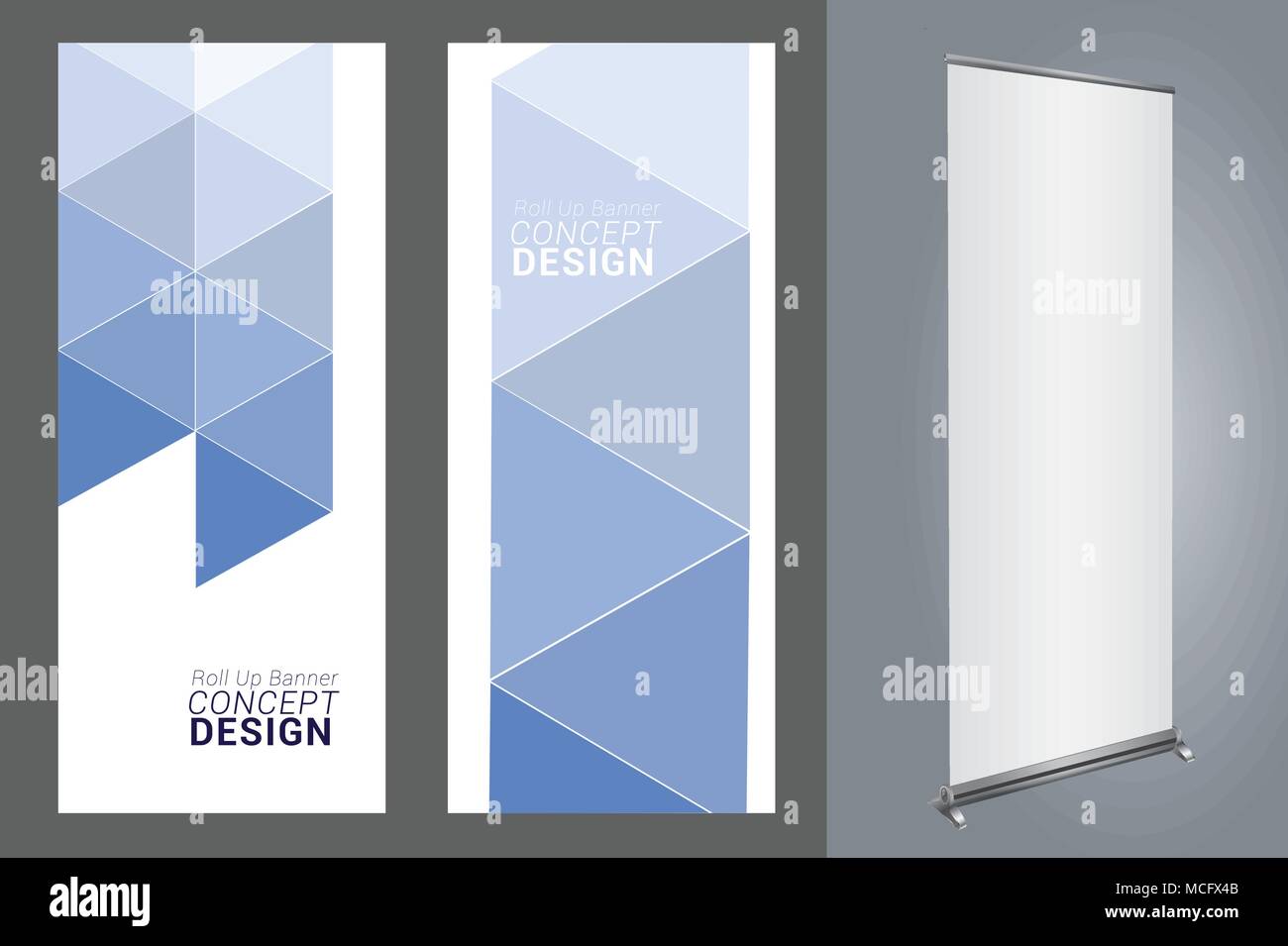 Roll Up Concept professionnel modèle pour fins commerciales, placer vos produits et prêt à aller pour l'impression. Illustration de Vecteur