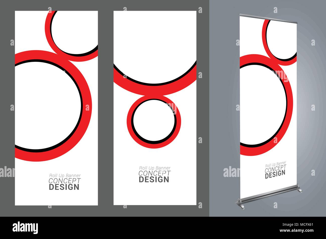 Roll Up Concept professionnel modèle pour fins commerciales, placer vos produits et prêt à aller pour l'impression. Illustration de Vecteur