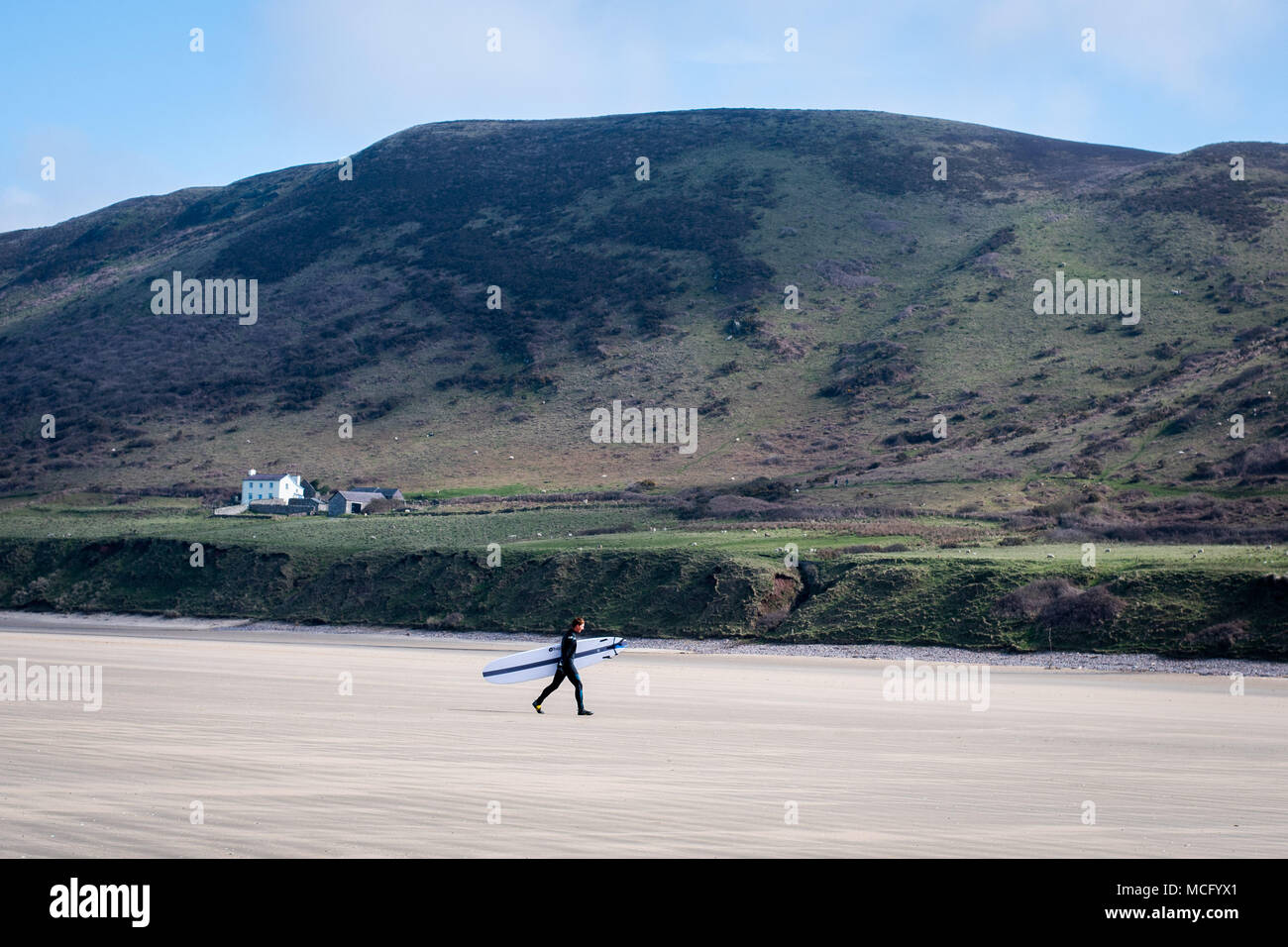 Rhossili Bay à surfer, Gower, au Pays de Galles Banque D'Images