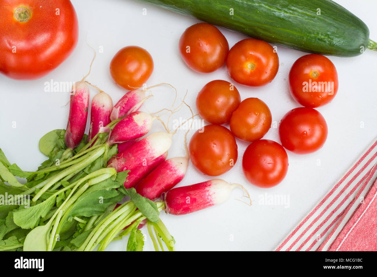 Les Légumes crus, vue du dessus Banque D'Images