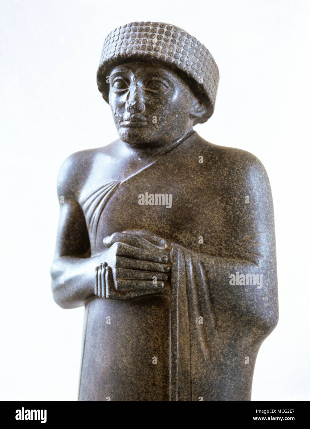 Gudea, Prince de Lagash, prier, ca. 2120 av.de diorite de Tello (ancienne Girsu). L'Iraq. Musée du Louvre. Paris, France. Banque D'Images