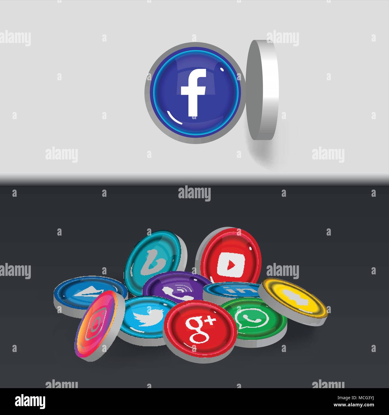 La province de Téhéran IRAN--Juillet 19, 2017 Couleur 3D, Social Media Icons vector illustration Illustration de Vecteur