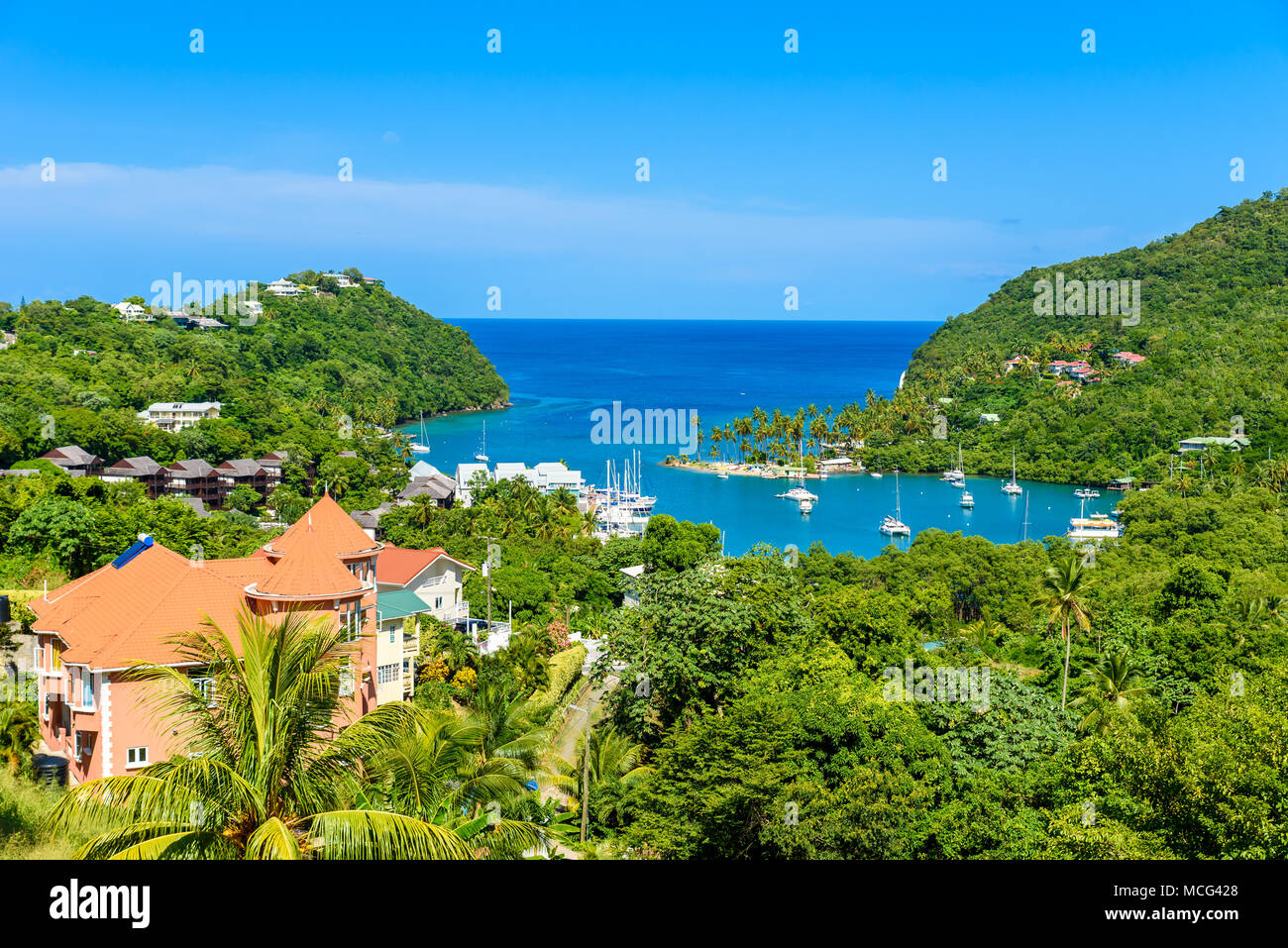 Marigot Bay, SainteLucie, Caraïbes. Tropical bay et plage de paradis