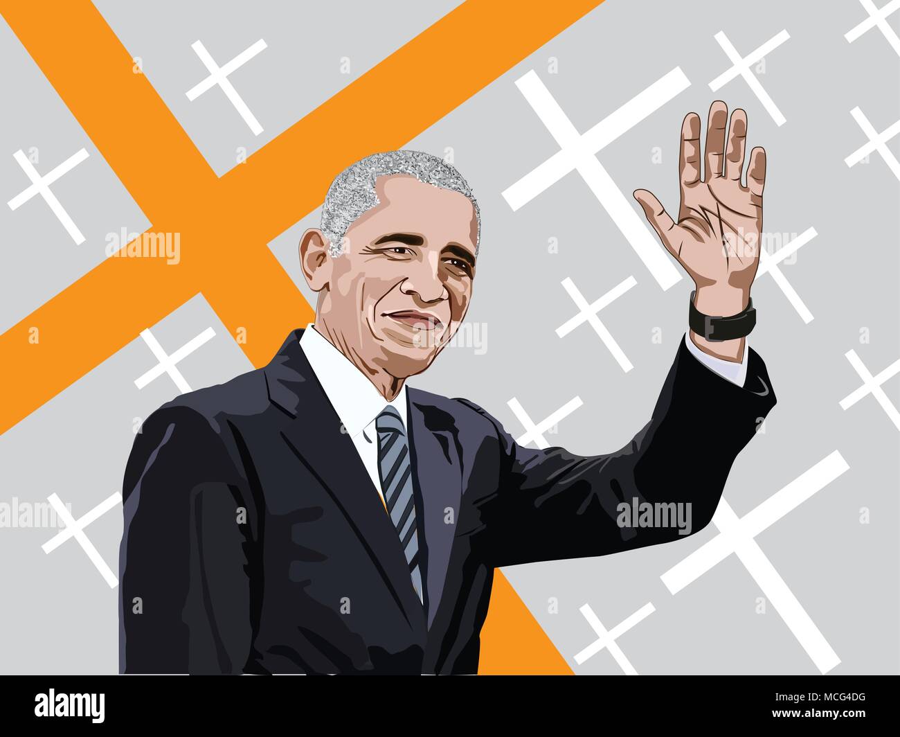 Barack Obama II est un homme politique américain qui fut le 44e président des États-Unis de 2009 à 2017. Obama image vectorielle, Illustration de Vecteur