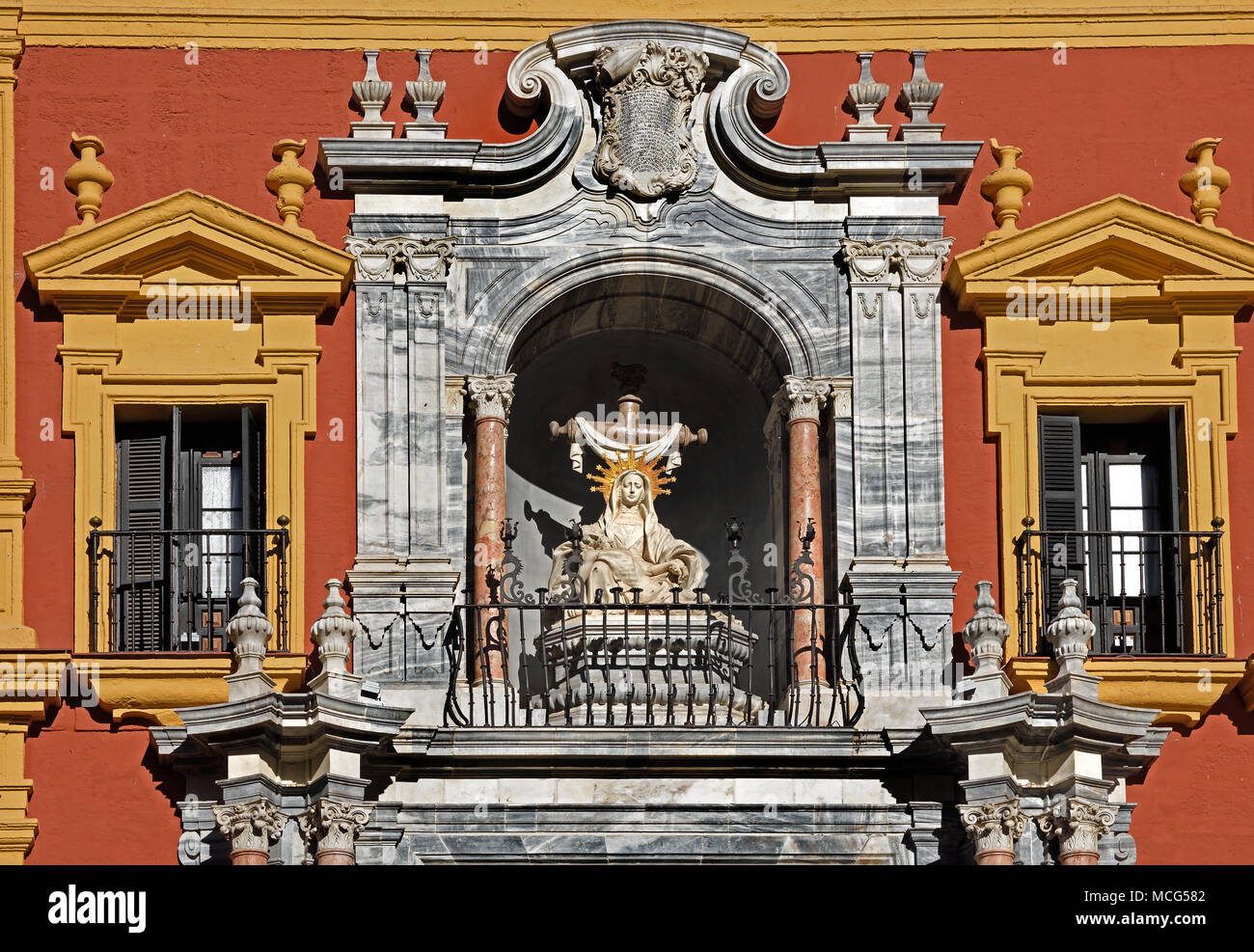 Palais de Malaga Palacio Episcopi - Palais épiscopal de Malaga, Espagne. Plaza del Obsido Espagnol Malaga espagne andalousie Banque D'Images