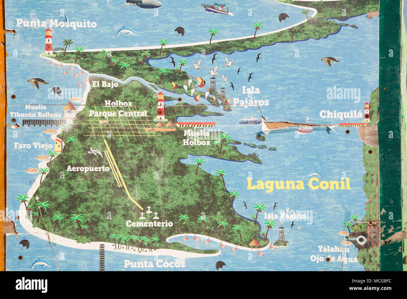 Carte de l'île Isla Holbox est une île au nord de la péninsule du Yucatán MexicoÕs‡n, dans l'État de Quintana Roo Banque D'Images