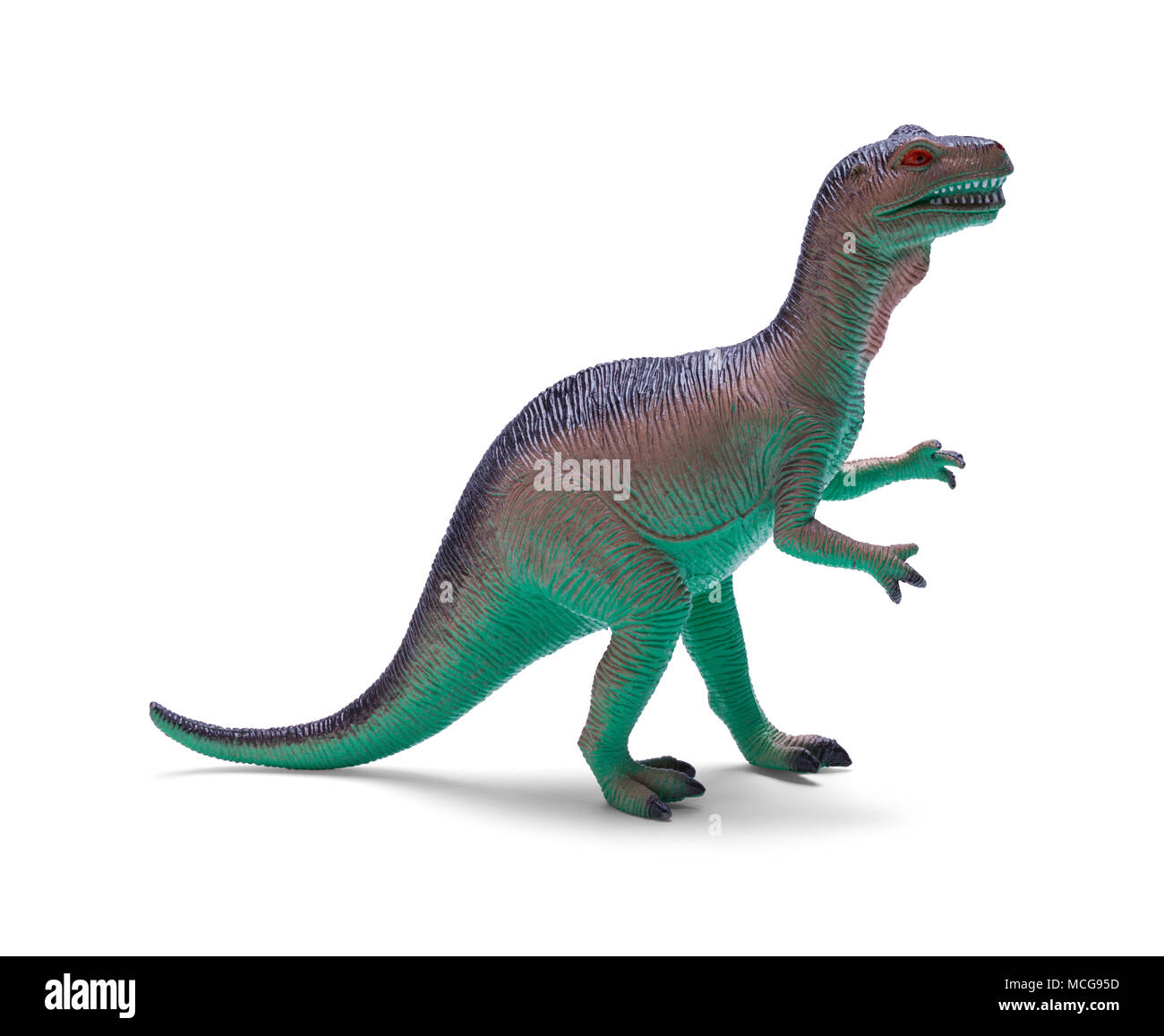 Tyrannosaurus rex jouet en plastique isolé sur fond blanc. Banque D'Images