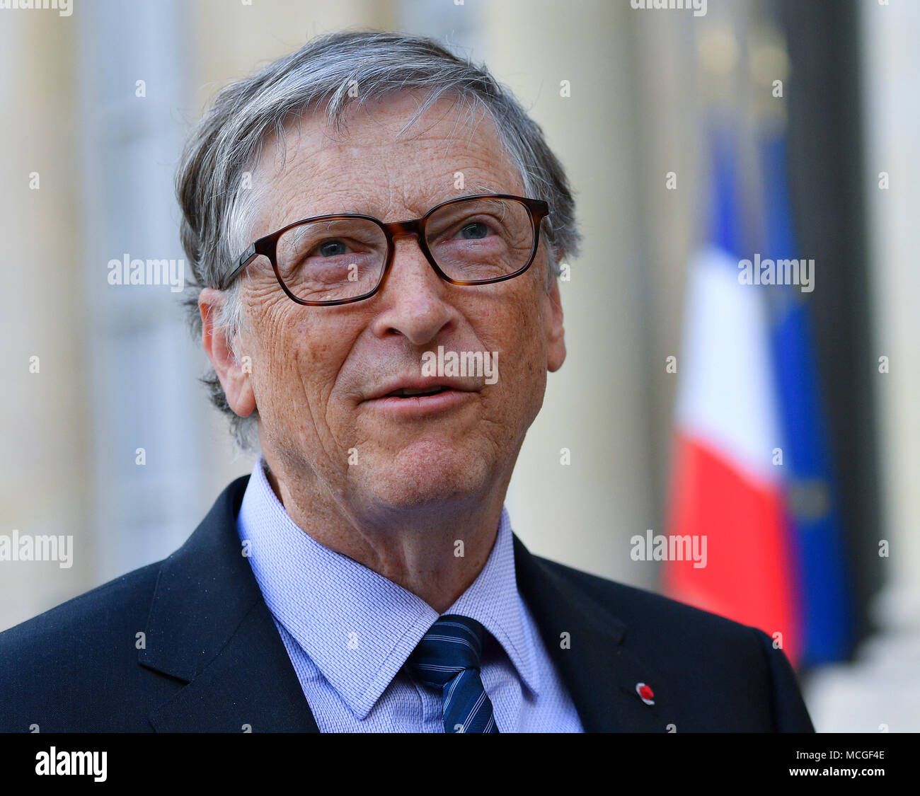 Paris , France. 16 avril 2018. Interview du Président Emmanuel Macron avec M. Bill GATES : Crédit François pauletto/Alamy Live News Crédit : François pauletto/Alamy Live News Banque D'Images