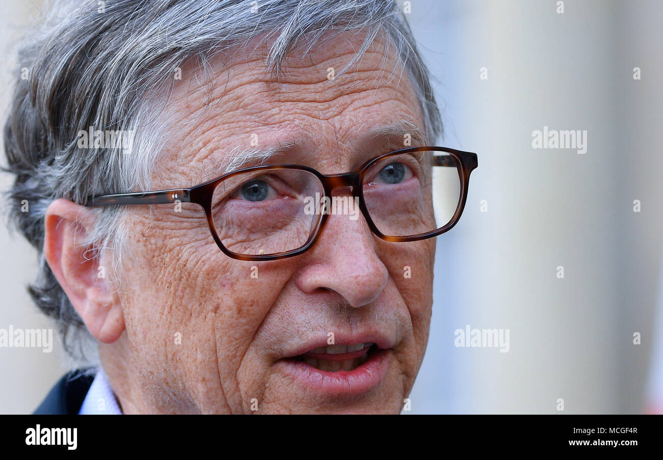 Paris , France. 16 avril 2018. Interview du Président Emmanuel Macron avec M. Bill GATES : Crédit François pauletto/Alamy Live News Crédit : François pauletto/Alamy Live News Banque D'Images