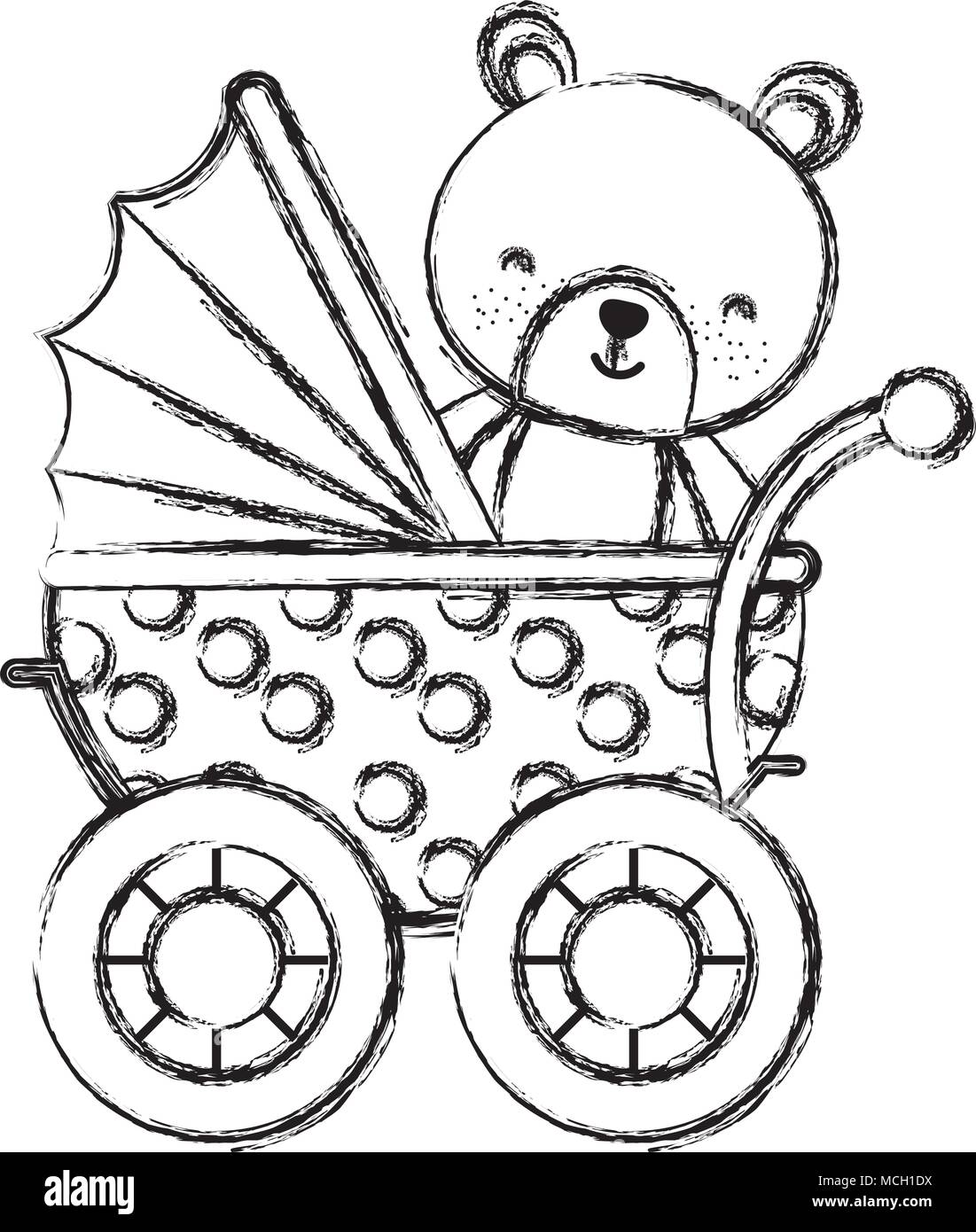 L Interieur De L Animal En Peluche Ours Grunge Poussette De Bebe Vector Illustration Image Vectorielle Stock Alamy
