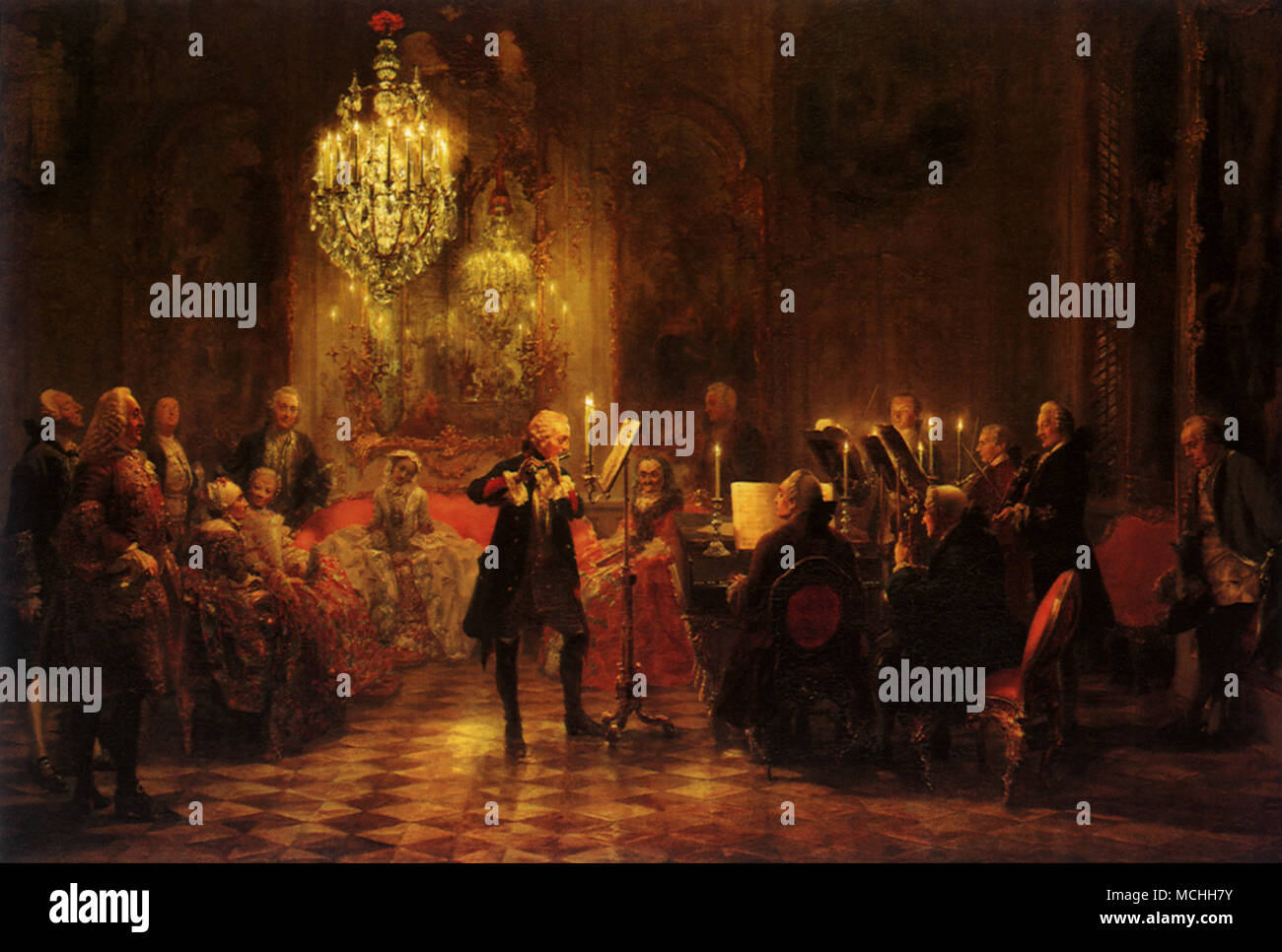 Un concert de flûte de Frédéric le Grand à Sanssouci Banque D'Images