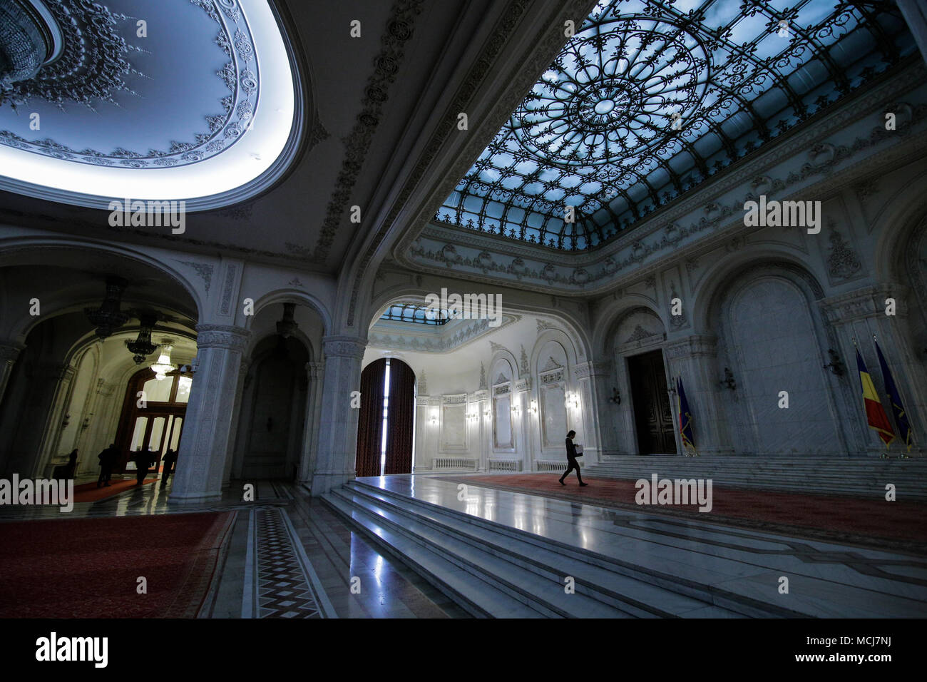 Détails de l'intérieur de l'Architecture Palais du Parlement roumain Banque D'Images