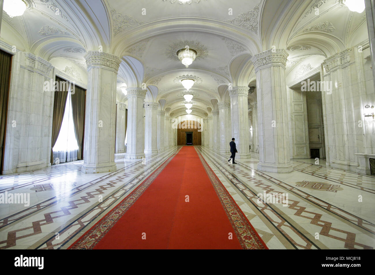 Détails de l'intérieur de l'Architecture Palais du Parlement roumain Banque D'Images