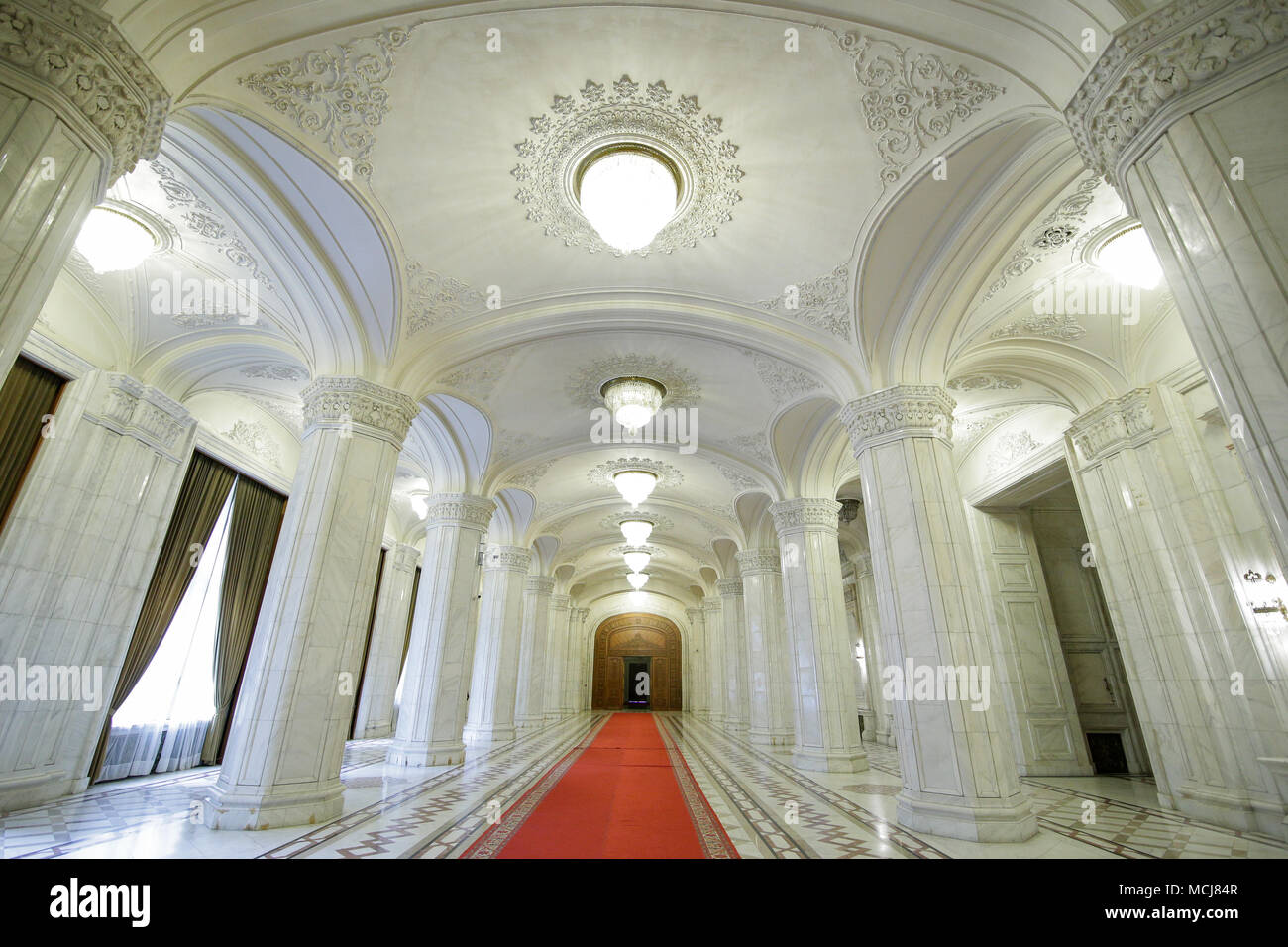 Détails de l'intérieur de l'Architecture Palais du Parlement roumain Banque D'Images