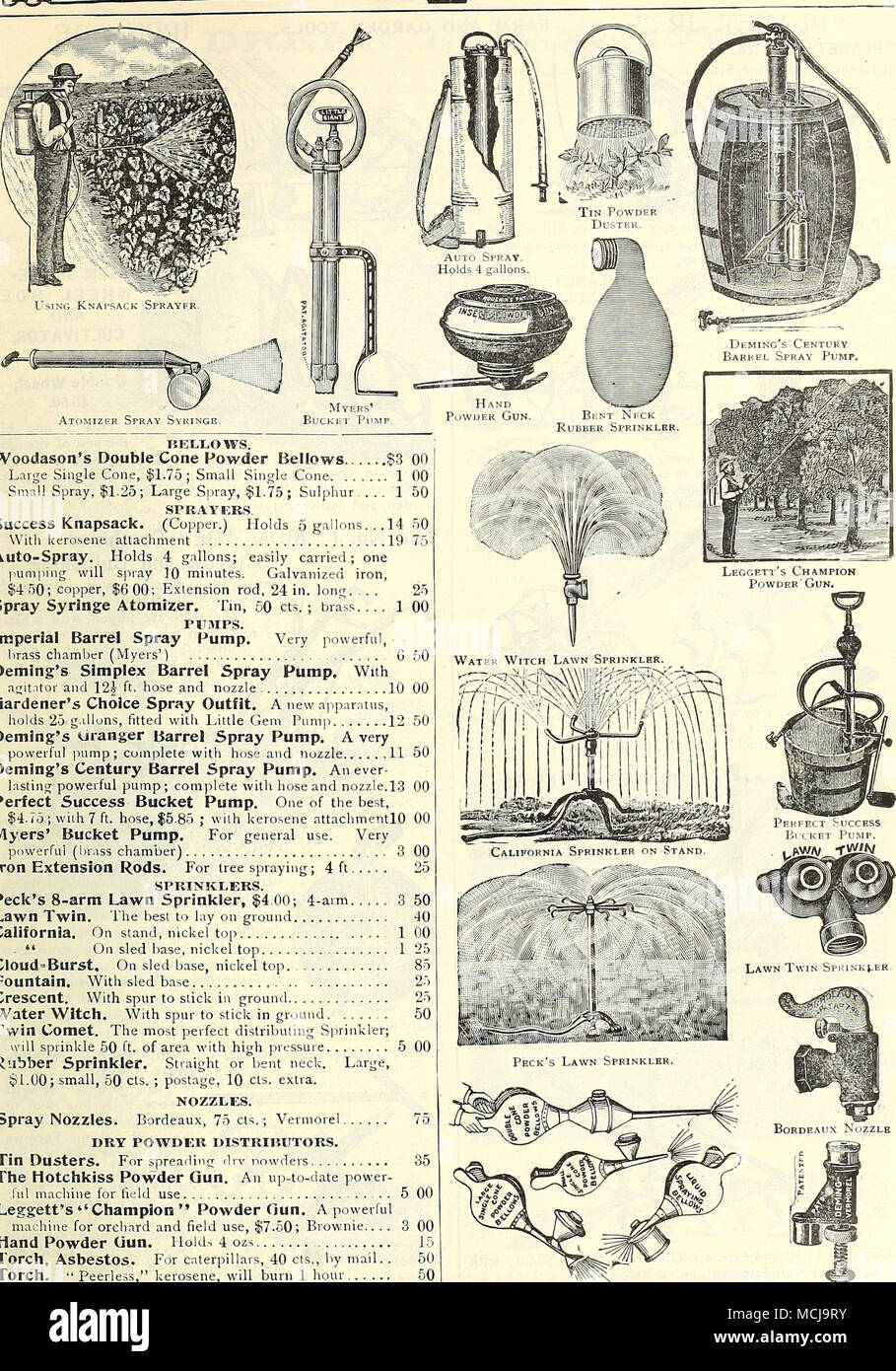 . Soufflets. L'Woodason §Soufflets Poudre double cône 3 grand cône unique, 1,75 $ ; Petite Sincjle 1 petit cône de pulvérisation, 1,25 $ ; Grande Gerbe, 1,75 $ ; soufre- ... 1 SPRAYKKS Succès Sac à dos. (Le cuivre.) Détient 5 gallons.. .14 Annexe 19 Auto-Spray Witli le kérosène. Contient 4 gallons ; facile ; l'un ]iumping vont projeter de 10 minutes. Le fer galvanisé, 5)450 ; cuivre, $600 ; la tige d'extension, 24 po de longueur. , . Seringue Spray atomiseur. L'étain, 50 cts. ; laiton.... 1 PJIHPS. La pompe de pulvérisation Canon impérial. Très puissant, le laiton chambre (Myers) 6 le baril de reprisage simplex de la pompe de pulvérisation. Avec agitateur et 12i ft. et la buse Banque D'Images