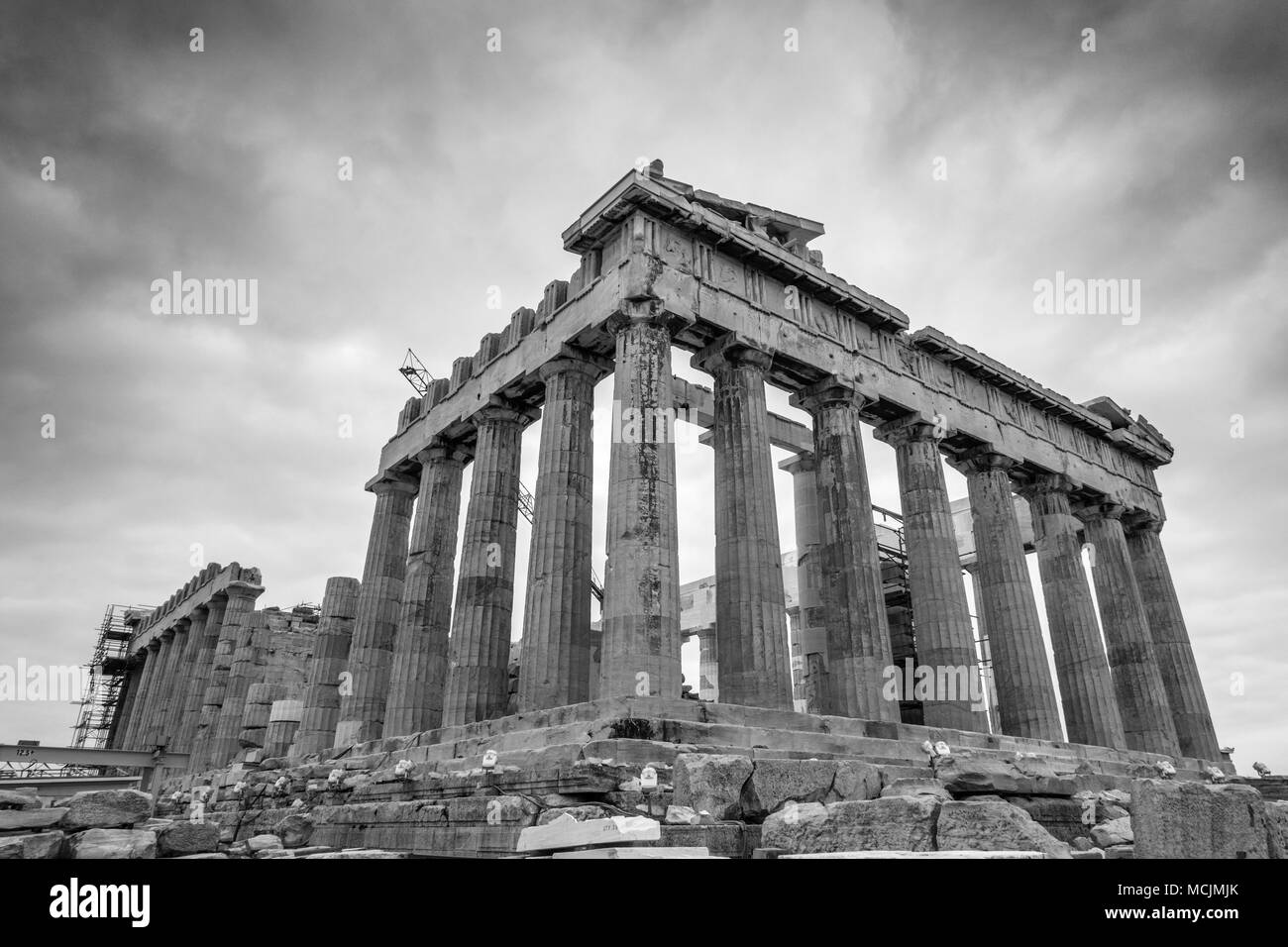 Ruines du Parthénon sur l'Acropole à Athènes, Athènes, Grèce Banque D'Images