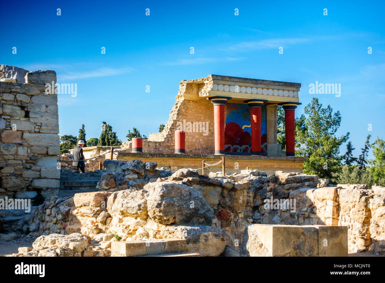 Les ruines antiques de la palais de Knossos, Héraklion, Crète, Grèce Banque D'Images