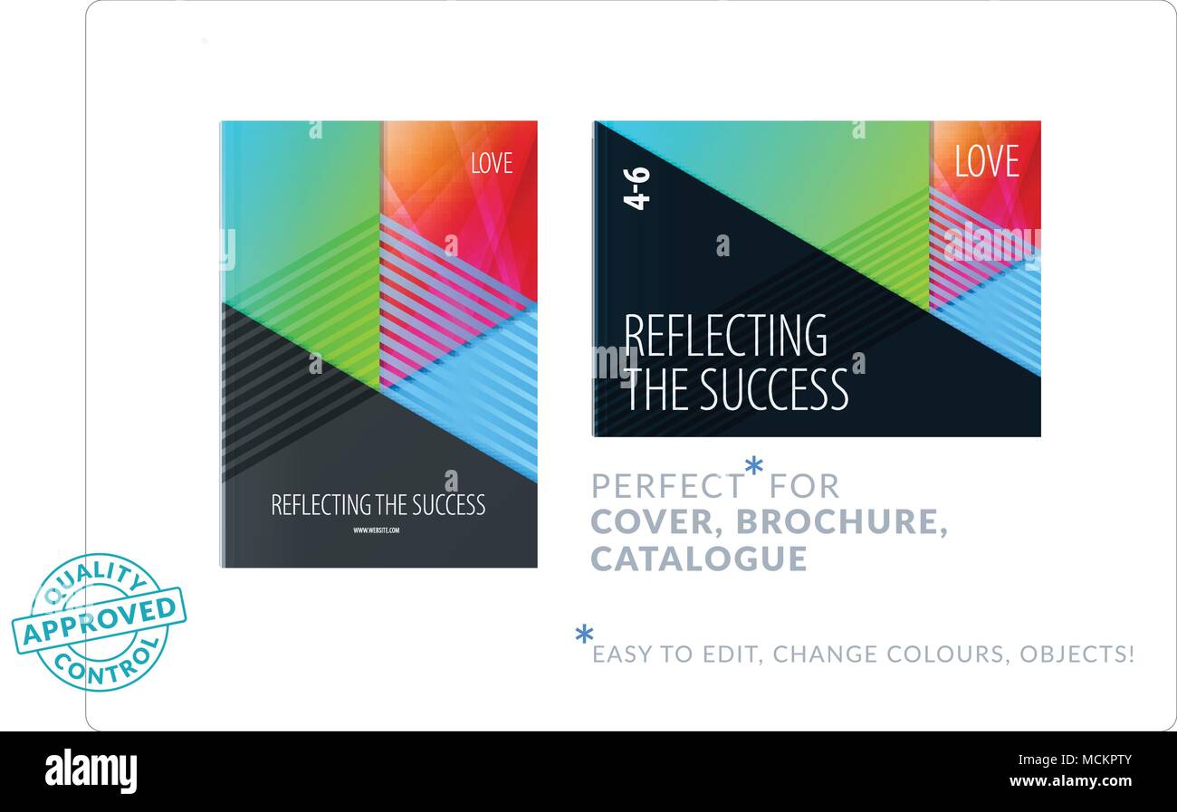 Modèle de conception de matériel. Creative colourful abstract brochure situé, rapport annuel sur fond noir Illustration de Vecteur
