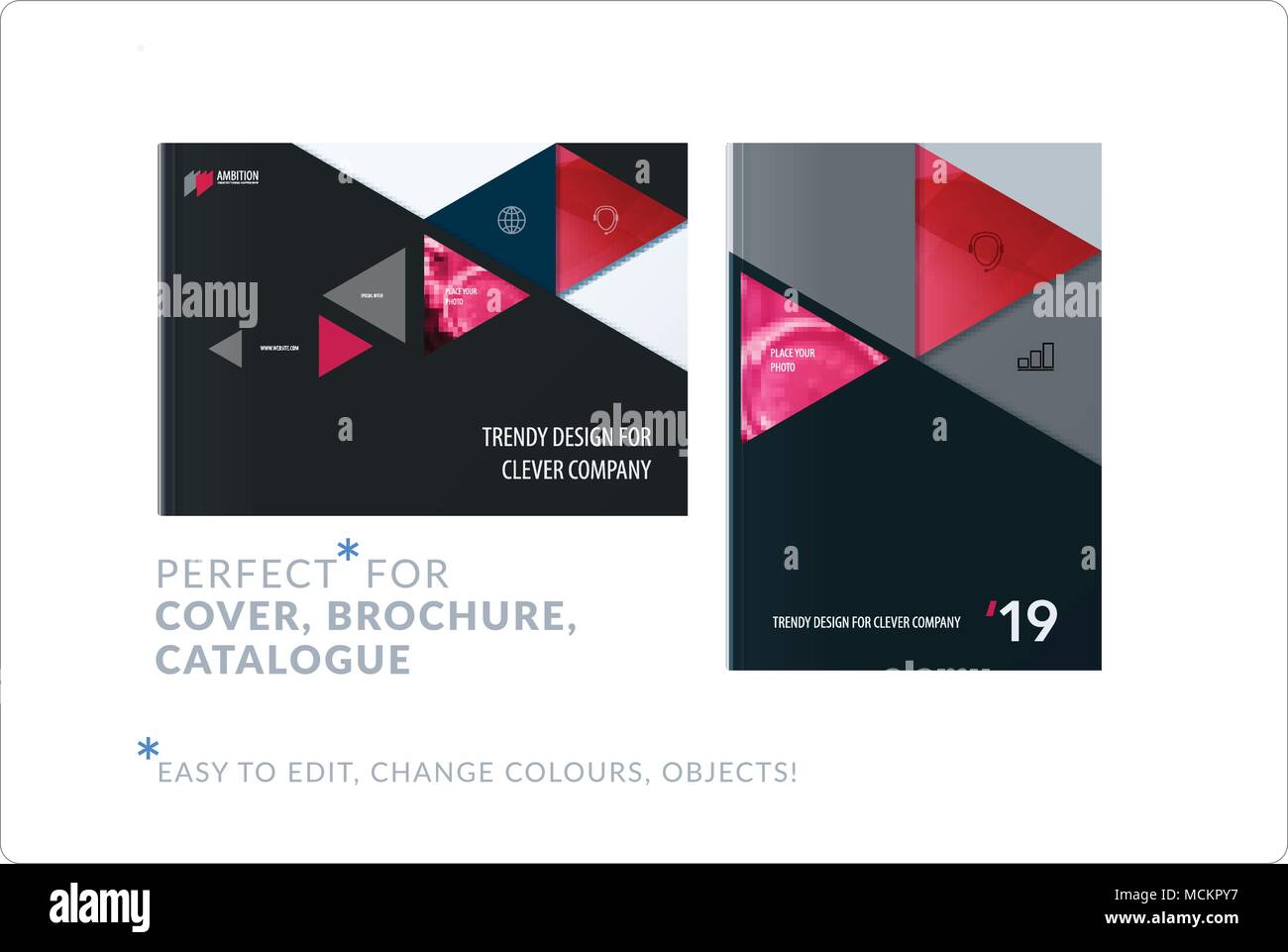 Modèle de conception de matériel. Couleur rouge créatif abstract brochure situé, rapport annuel sur fond noir Illustration de Vecteur