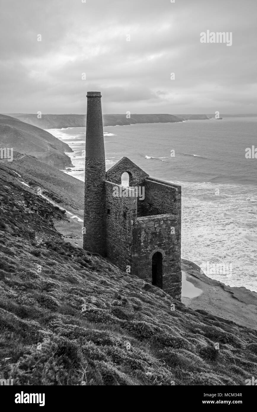 Papule Coates tin mine Building, St Agnes, Cornwall, UK. Banque D'Images