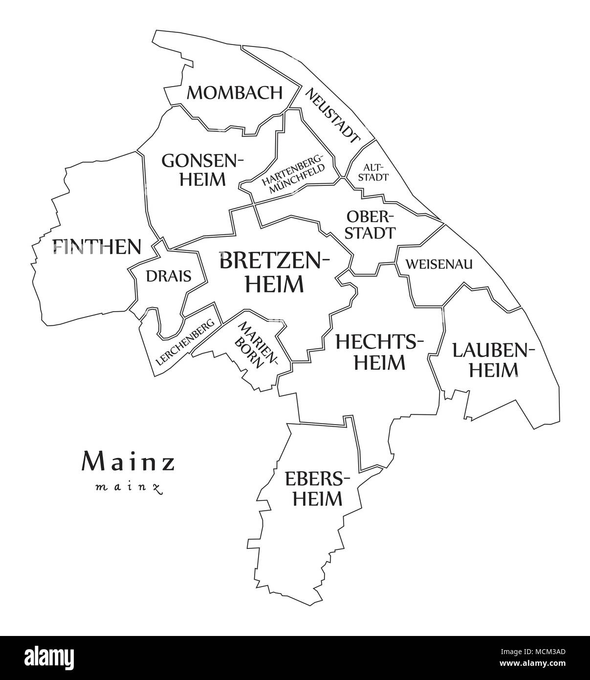 Plan de la ville moderne Mayence