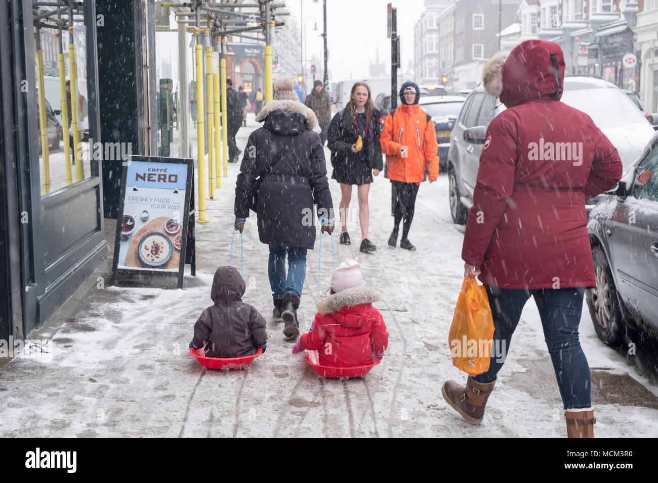 La "bête de l'Est' très froid et la neige de fin février et début mars 2018 Banque D'Images