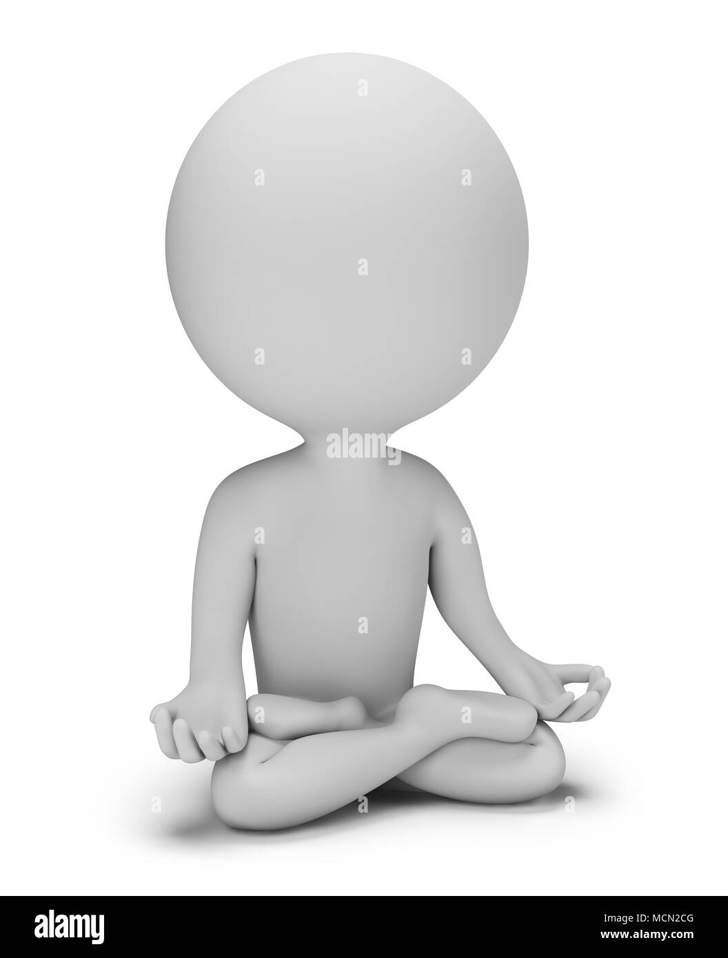 3d petite personne dans la méditation. Image 3d. Arrière-plan blanc. Banque D'Images