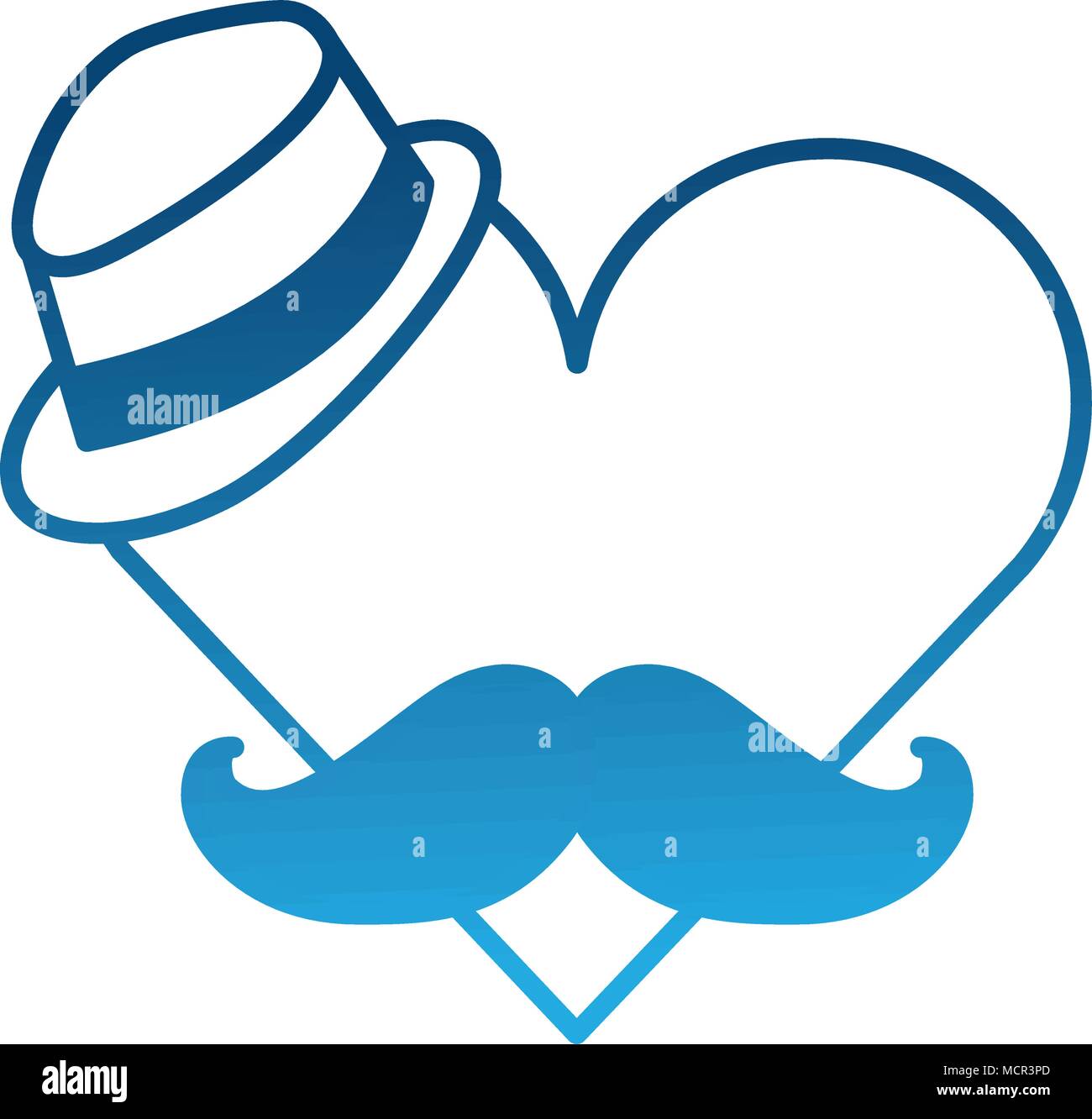 Coeur avec chapeau et moustache Image Vectorielle Stock - Alamy