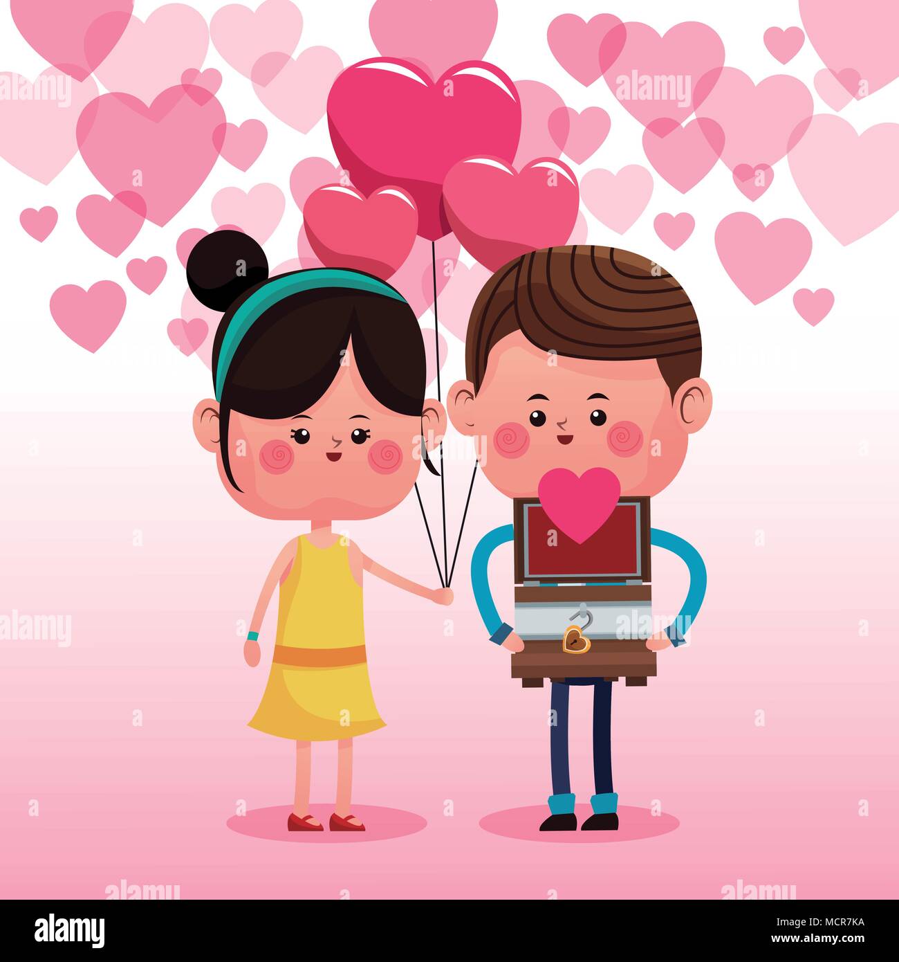 Cute Couple Amoureux Dessins Animes Image Vectorielle Stock Alamy