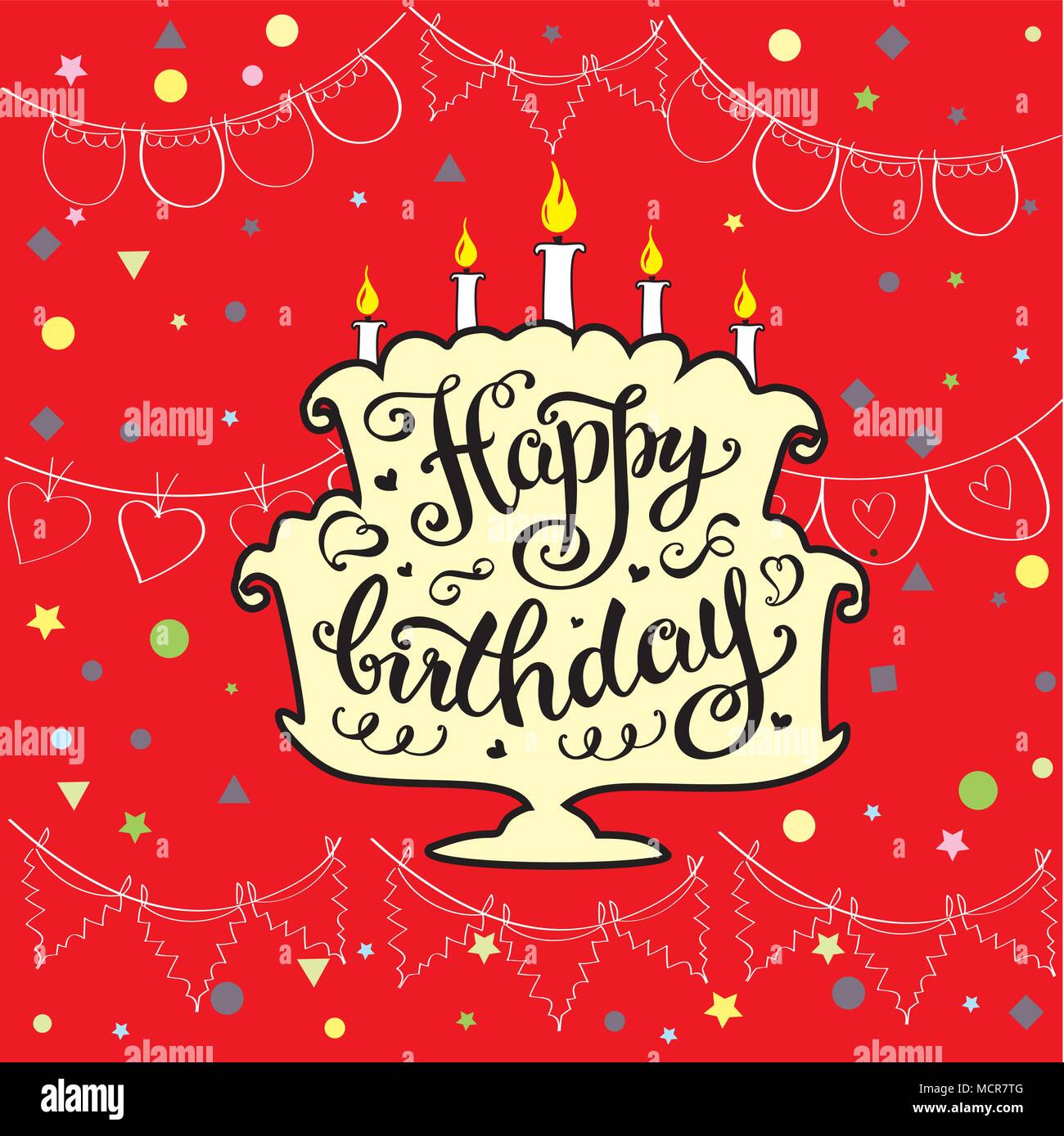 Joyeux Anniversaire Jolie Invitation Ou Des Cartes De Vœux Avec Gateau Bougies Drapeaux Lettrage Dessine A La Main Sur Fond Rouge Vector Illustration Image Vectorielle Stock Alamy Joyeux Anniversaire Jolie Invitation Ou Des Cartes De Vœux Avec Gateau Bougies Drapeaux Lettrage Dessine A La Main Sur Fond Rouge Vector Illustration Image Vectorielle Stock Alamy